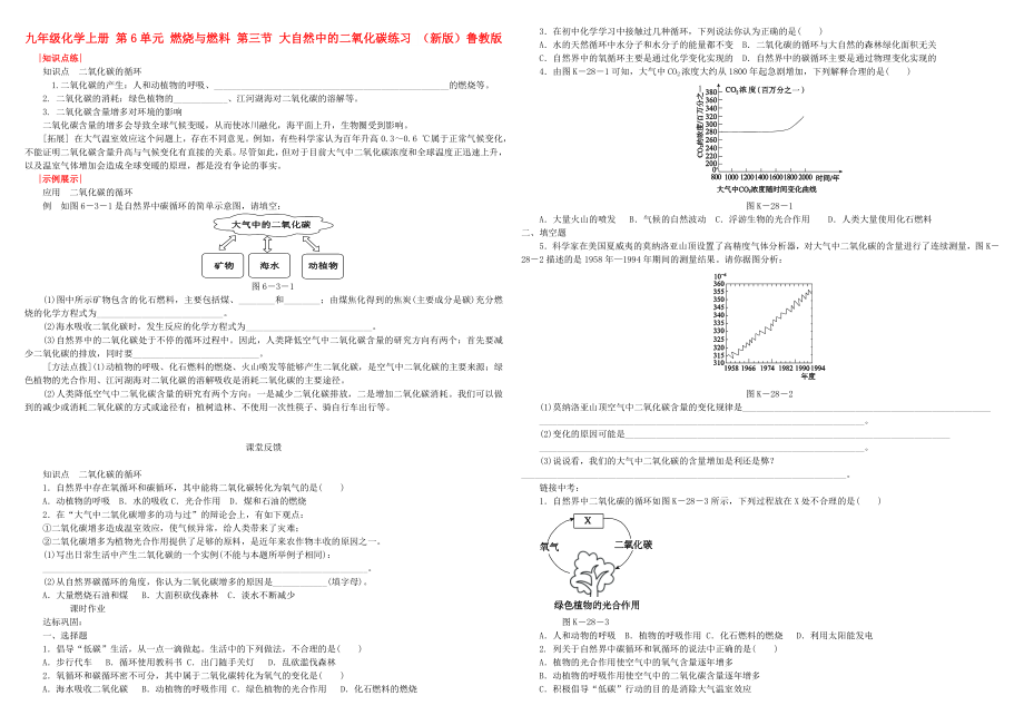 九年級(jí)化學(xué)上冊(cè) 第6單元 燃燒與燃料 第三節(jié) 大自然中的二氧化碳練習(xí) （新版）魯教版_第1頁