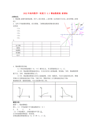 2022年高考數(shù)學(xué)一輪復(fù)習(xí) 3.3 冪函數(shù)教案 新課標(biāo)