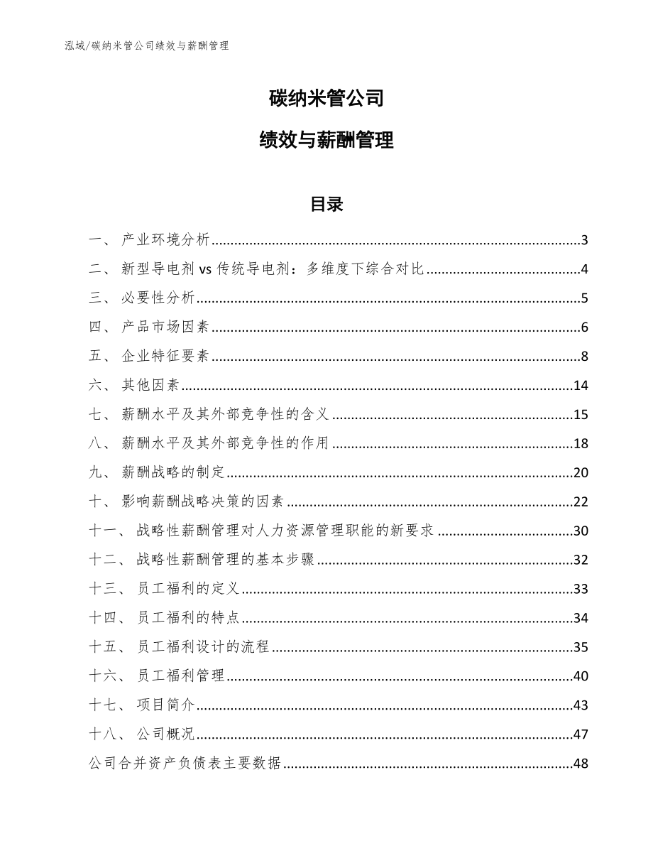 碳纳米管公司绩效与薪酬管理（参考）_第1页