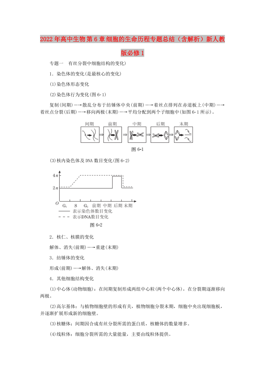 2022年高中生物 第6章 细胞的生命历程专题总结（含解析）新人教版必修1_第1页