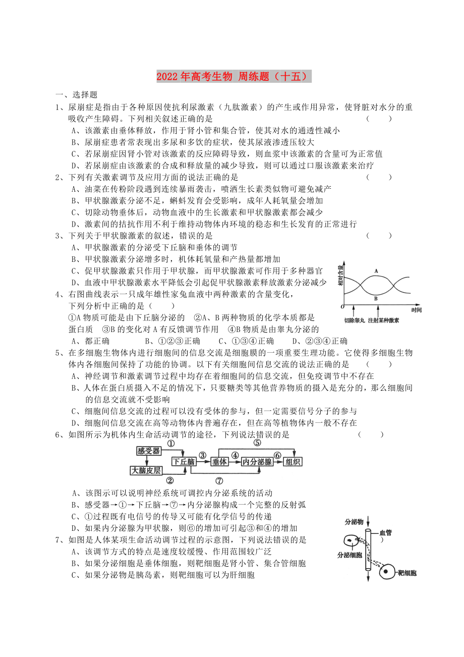 2022年高考生物 周練題（十五）_第1頁(yè)