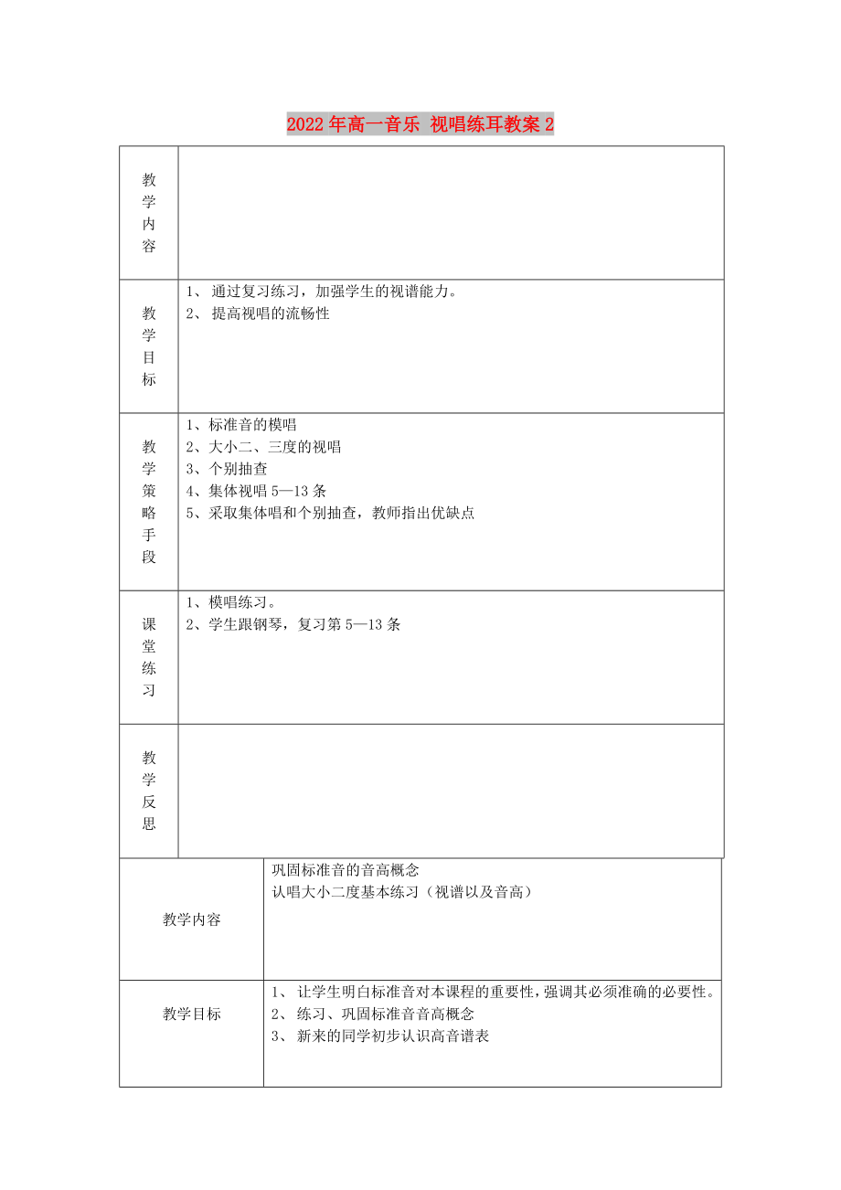 2022年高一音樂 視唱練耳教案2_第1頁