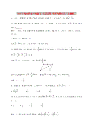 2022年高三數(shù)學(xué)一輪復(fù)習(xí) 專項(xiàng)訓(xùn)練 平面向量應(yīng)用（含解析）