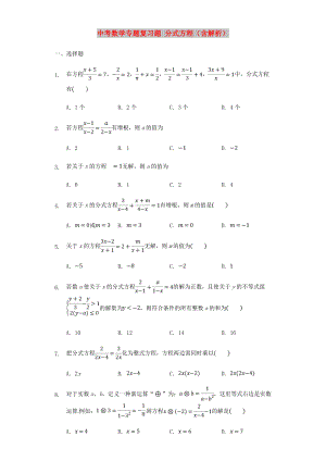 中考數(shù)學(xué)專題復(fù)習(xí)題 分式方程（含解析）