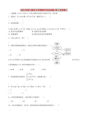 2022年高三數(shù)學(xué)上學(xué)期期末考試試題 理（無答案）