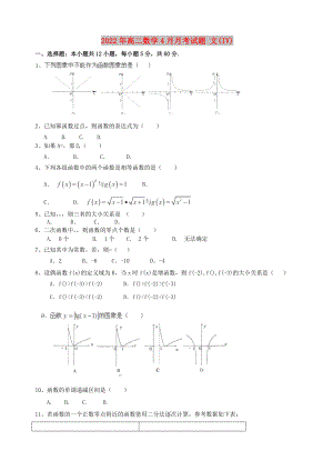 2022年高二數(shù)學(xué)4月月考試題 文(IV)