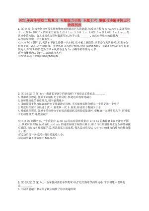 2022年高考物理二輪復(fù)習(xí) 專題能力訓(xùn)練 專題十六 碰撞與動(dòng)量守恒近代物理初步