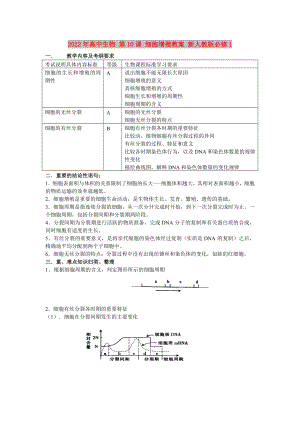 2022年高中生物 第10課 細(xì)胞增殖教案 新人教版必修1