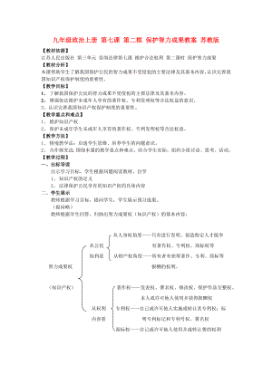 九年級政治上冊 第七課 第二框 保護(hù)智力成果教案 蘇教版