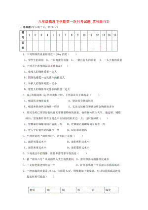 八年級(jí)物理下學(xué)期第一次月考試題 蘇科版(VI)