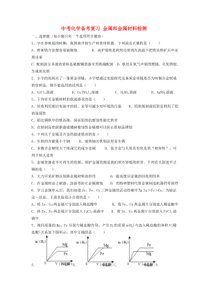 中考化學(xué)備考復(fù)習(xí) 金屬和金屬材料檢測