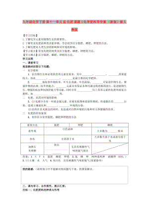 九年級化學下冊 第十一單元 鹽 化肥 課題2 化學肥料導學案 （新版）新人教版