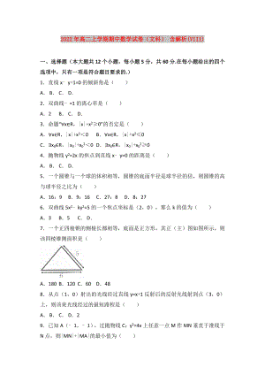 2022年高二上學(xué)期期中數(shù)學(xué)試卷（文科） 含解析(VIII)