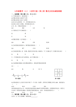 七年级数学（上）（北师大版）第三章 整式及其加减检测题