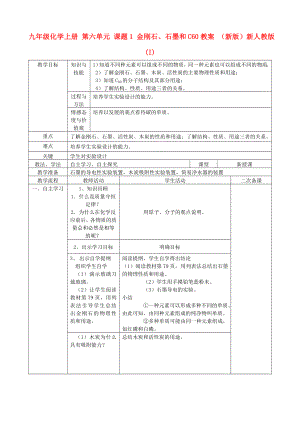 九年級(jí)化學(xué)上冊(cè) 第六單元 課題1 金剛石、石墨和C60教案 （新版）新人教版(I)