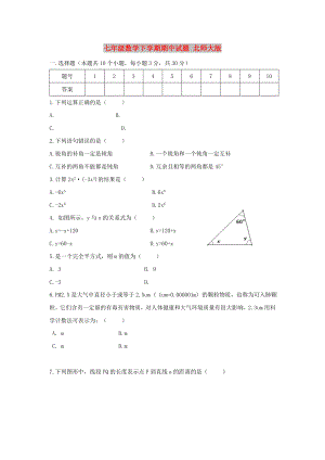 七年級數(shù)學(xué)下學(xué)期期中試題 北師大版