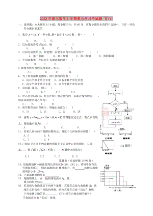 2022年高三數(shù)學上學期第五次月考試題 文(V)