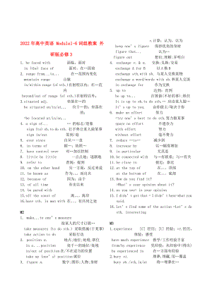 2022年高中英語(yǔ) Module1-6詞組教案 外研版必修3