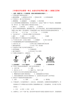 八年級化學全冊第一單元 走進化學世界練習題2 人教版五四制