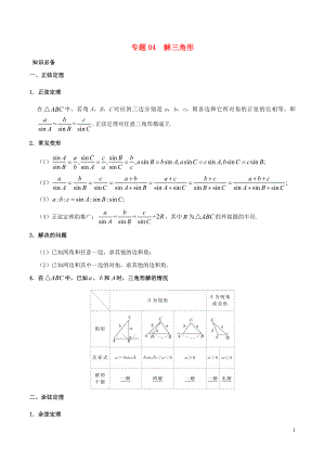 2019高考數(shù)學(xué) 突破三角函數(shù)與解三角形問題中的套路 專題04 解三角形學(xué)案 理