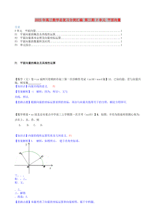 2022年高三數(shù)學(xué)總復(fù)習(xí)分類匯編 第三期 F單元 平面向量