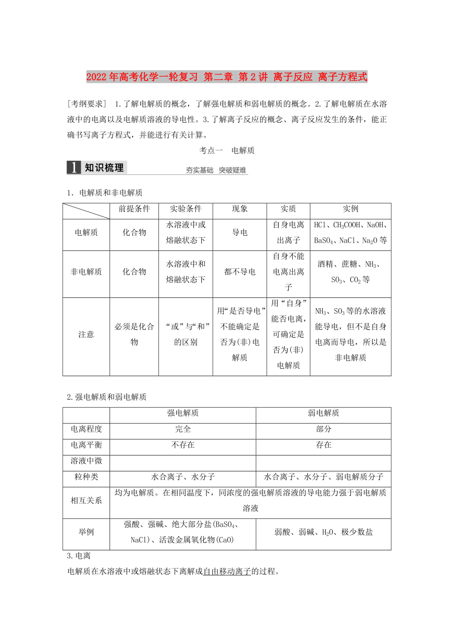 2022年高考化學(xué)一輪復(fù)習(xí) 第二章 第2講 離子反應(yīng) 離子方程式_第1頁(yè)