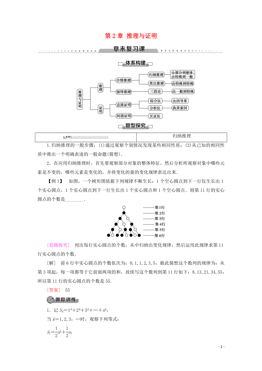 2019-2020学年高中数学 第2章 推理与证明章末复习课学案 新人教B版选修1-2_第1页