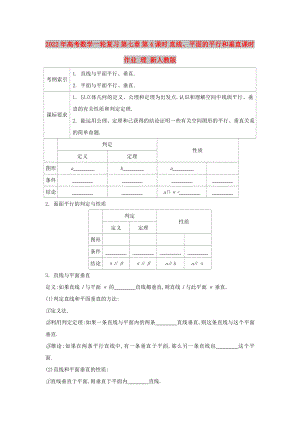 2022年高考數(shù)學一輪復習 第七章 第4課時 直線、平面的平行和垂直課時作業(yè) 理 新人教版