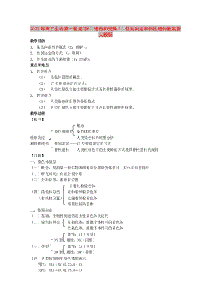 2022年高三生物第一輪復習 6、遺傳和變異3、性別決定和伴性遺傳教案 新人教版