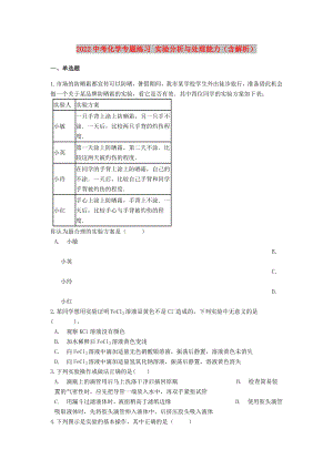 2022中考化學(xué)專題練習(xí) 實(shí)驗(yàn)分析與處理能力（含解析）