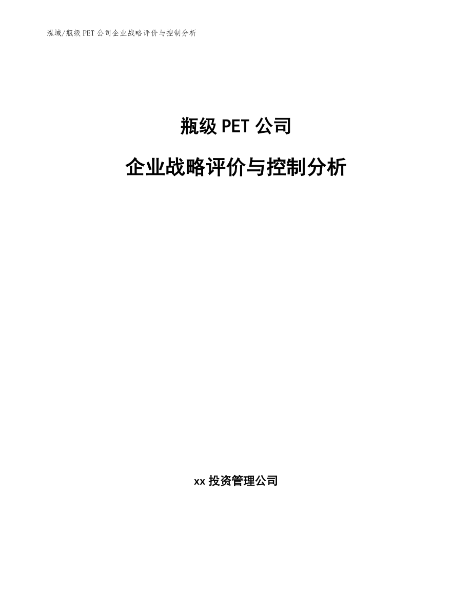 瓶级PET公司企业战略评价与控制分析_第1页