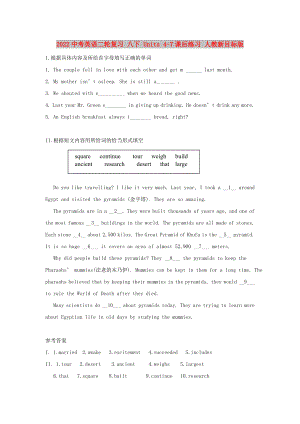 2022中考英語二輪復習 八下 Units 4-7課后練習 人教新目標版