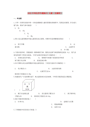 2022中考化學(xué)專題練習(xí) 元素（含解析）