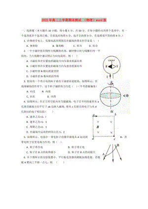 2022年高二上學(xué)期期末測(cè)試 （物理）word版