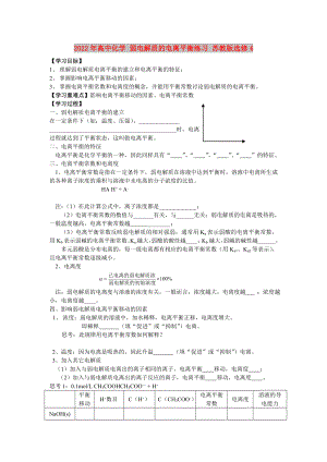 2022年高中化學(xué) 弱電解質(zhì)的電離平衡練習(xí) 蘇教版選修4