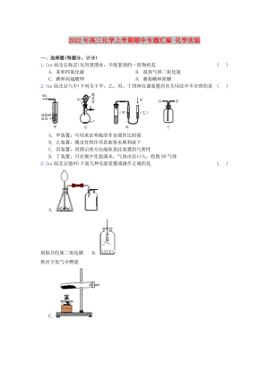 2022年高三化學(xué)上學(xué)期期中專題匯編 化學(xué)實(shí)驗(yàn)