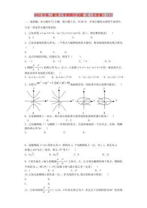 2022年高二數(shù)學(xué)上學(xué)期期中試題 文（無(wú)答案）(II)