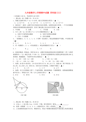 九年級(jí)數(shù)學(xué)上學(xué)期期中試題 蘇科版(III)