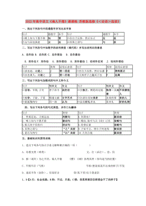 2022年高中語文《誨人不倦》課課練 蘇教版選修《＜論語＞選讀》