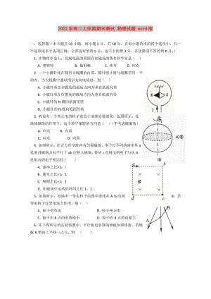 2022年高二上學(xué)期期末測試 物理試題 word版