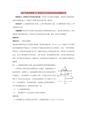 2022年高考物理 21帶電粒子在電場(chǎng)中的運(yùn)動(dòng)精解分析