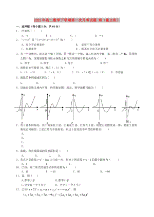 2022年高二數(shù)學(xué)下學(xué)期第一次月考試題 理（重點班）