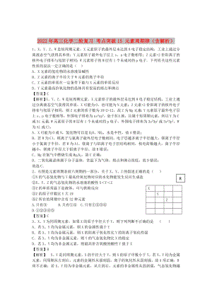 2022年高三化學(xué)二輪復(fù)習(xí) 考點突破15 元素周期律（含解析）