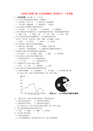 七年級下冊第六章 認識區(qū)域特征 同步練習(一)含答案