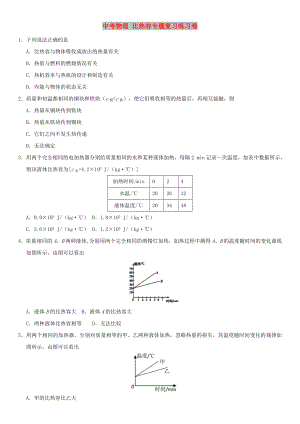 中考物理 比熱容專題復習練習卷