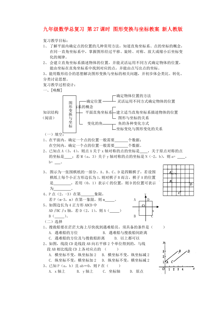 九年級(jí)數(shù)學(xué)總復(fù)習(xí) 第27課時(shí) 圖形變換與坐標(biāo)教案 新人教版_第1頁