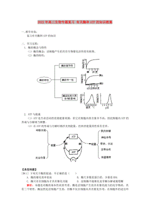 2022年高三生物專題復(fù)習(xí) 有關(guān)酶和ATP的知識(shí)教案