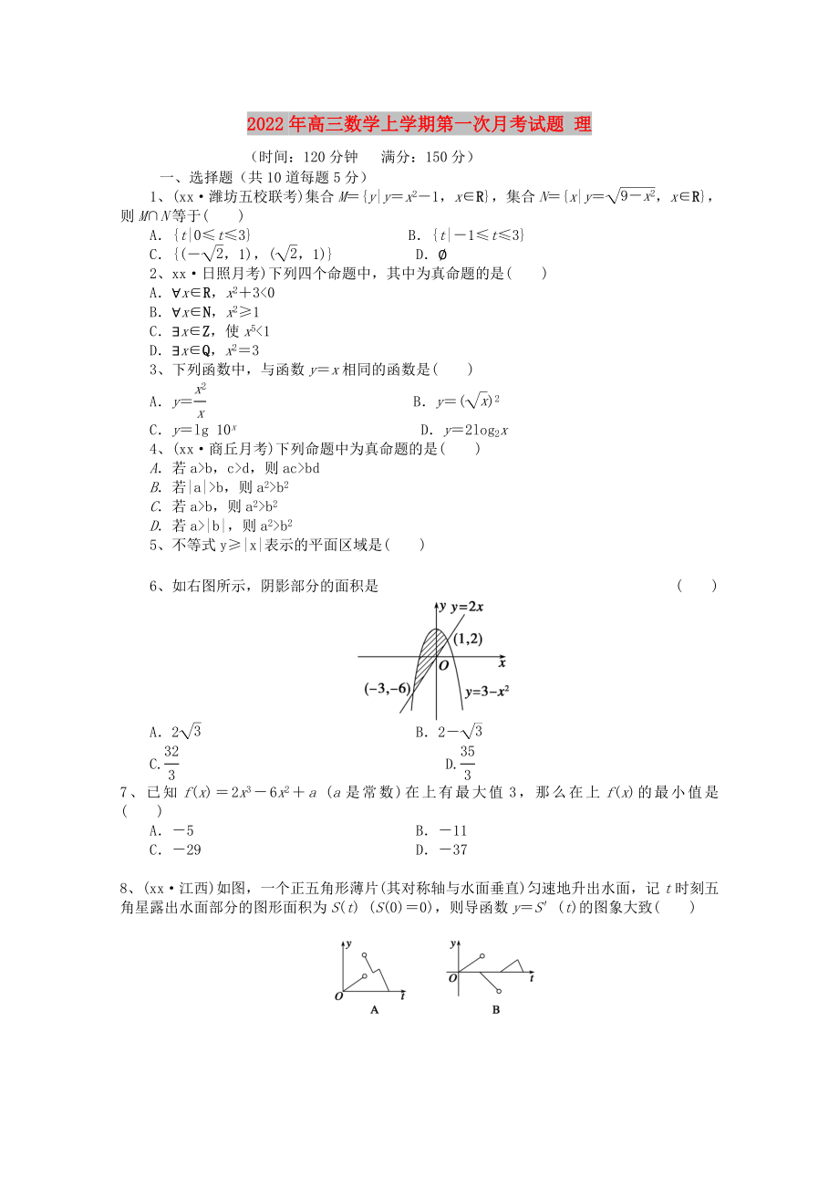 2022年高三數(shù)學(xué)上學(xué)期第一次月考試題 理_第1頁(yè)