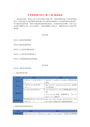 中考英語復(fù)習(xí)講義 第11章 被動語態(tài)