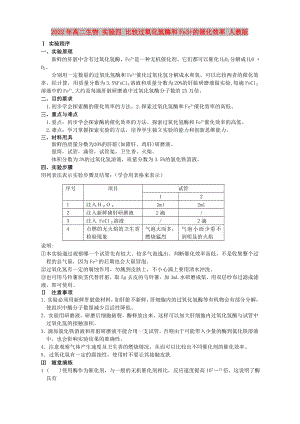 2022年高二生物 實(shí)驗(yàn)四 比較過(guò)氧化氫酶和Fe3+的催化效率 人教版